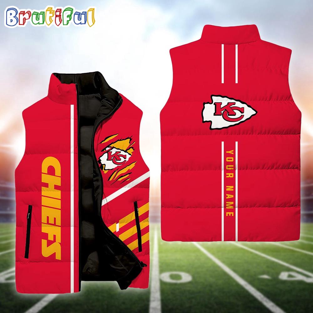 NFL Kansas City Chiefs Football New Season Personalized Sleeveless Down Puffer Jacket