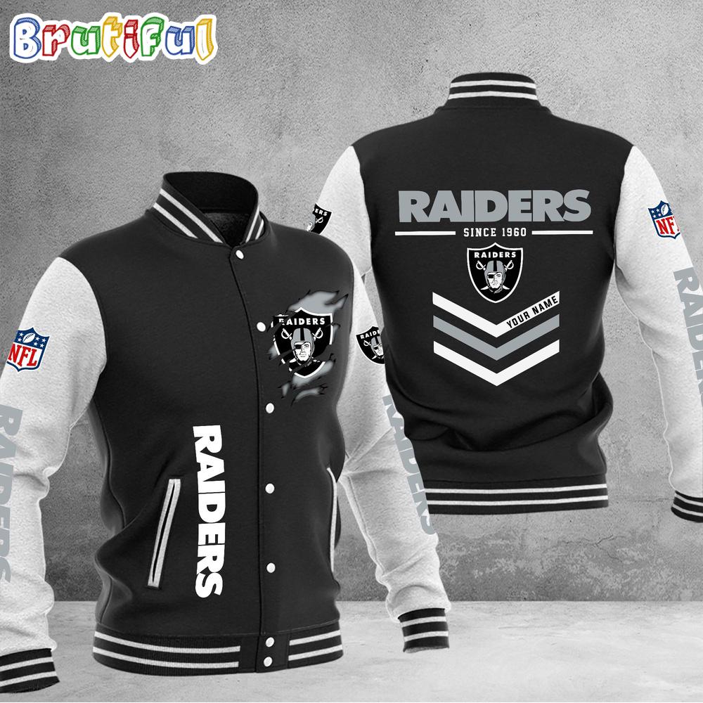 NFL Las Vegas Raiders Football Team Personalized Varsity Baseball Jacket