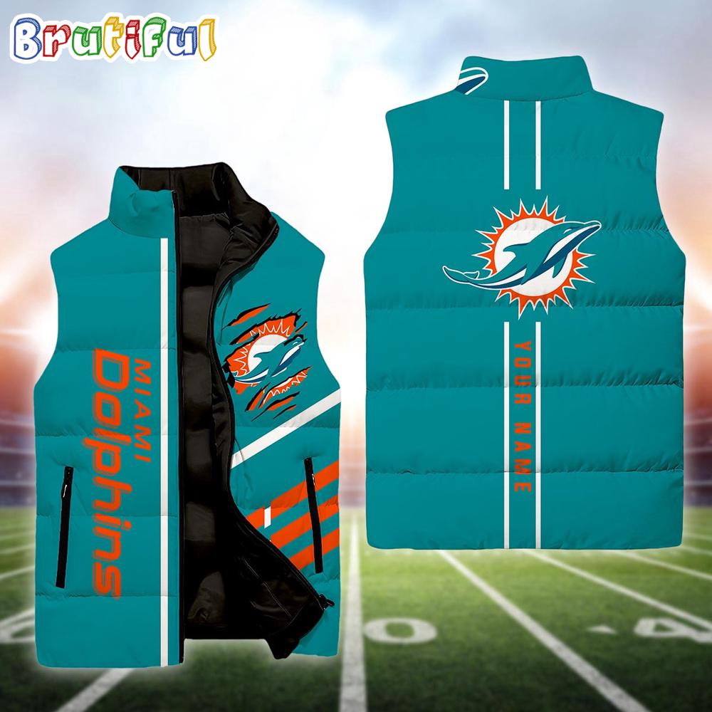 NFL Miami Dolphins Football New Season Personalized Sleeveless Down Puffer Jacket