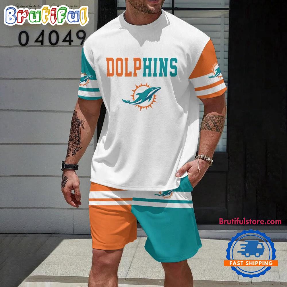NFL Miami Dolphins Logo Team Design T Shirt And Shorts Set