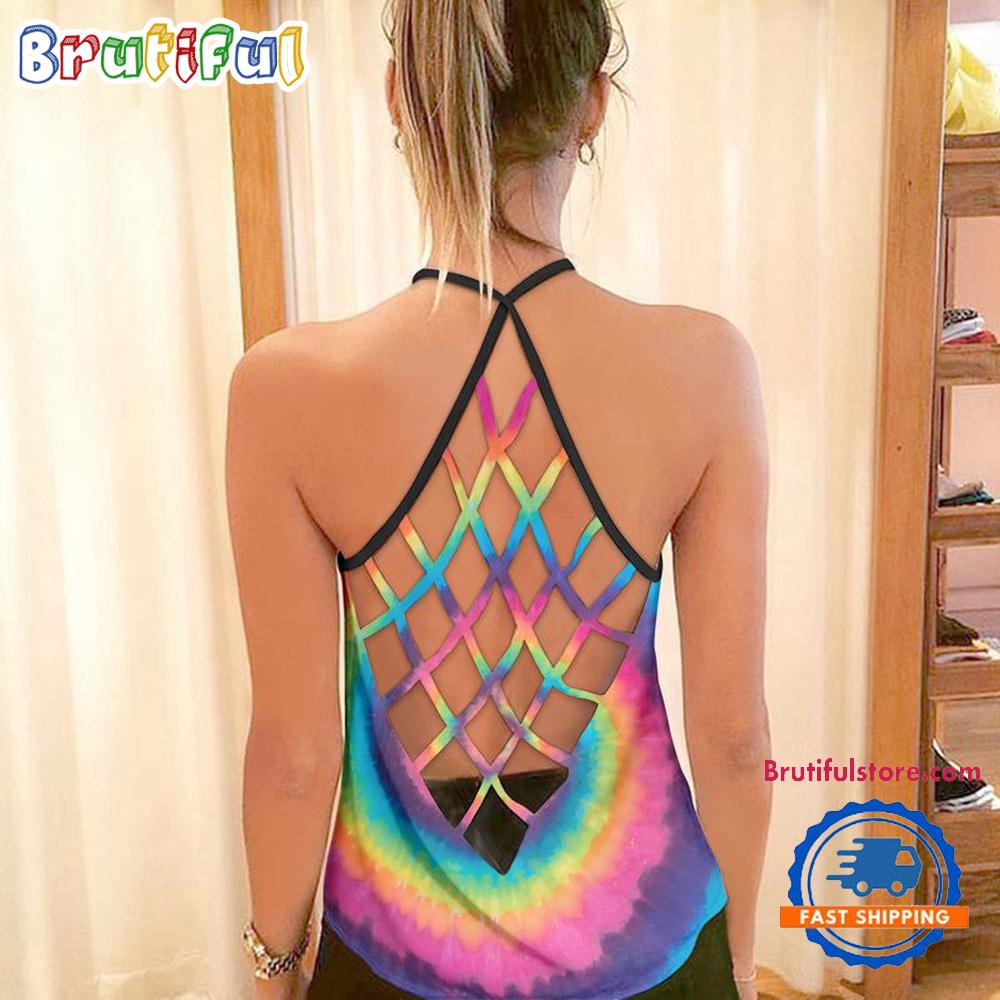 NFL Miami Dolphins Rainbow Pattern Summer Women's Criss Cross Tank Top