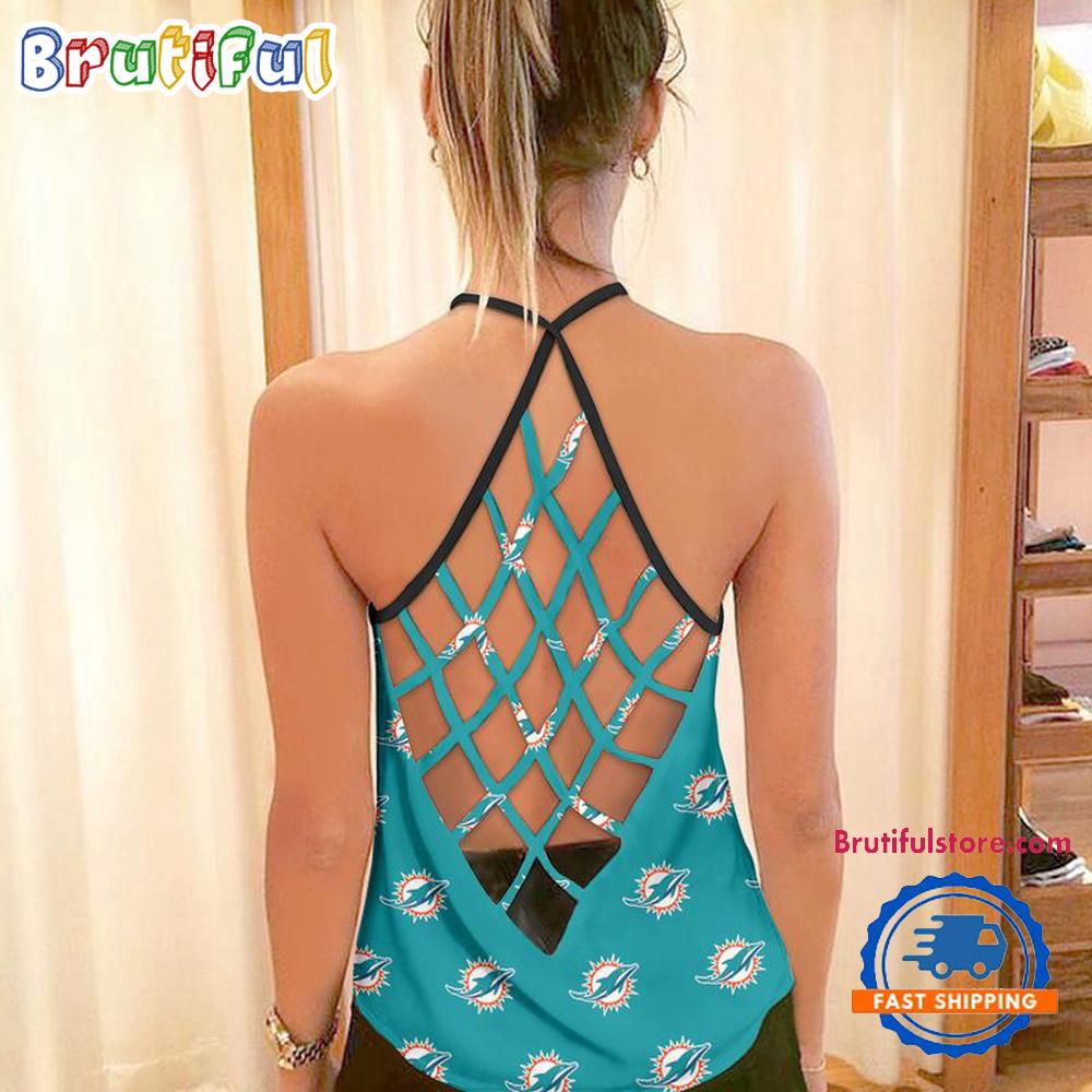 NFL Miami Dolphins USA Independence Day Women's Criss Cross Tank Top