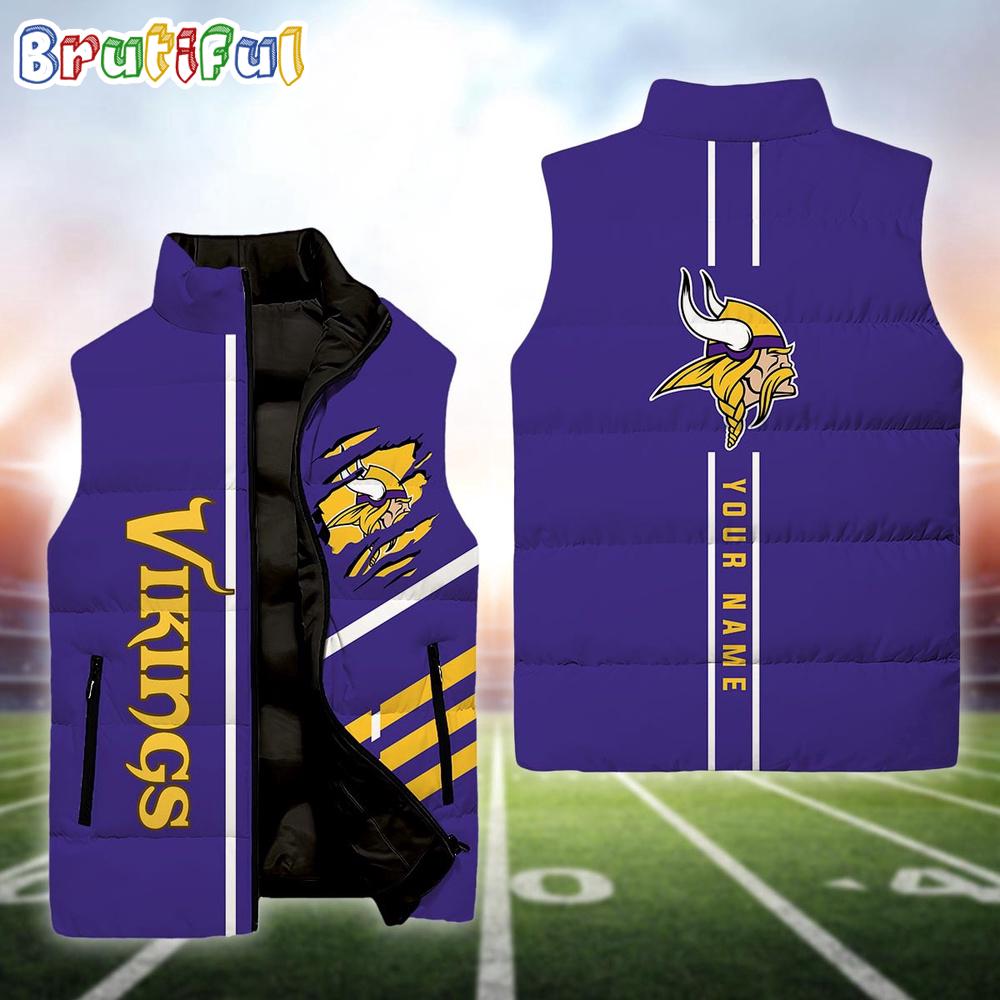 NFL Minnesota Vikings Football New Season Personalized Sleeveless Down Puffer Jacket