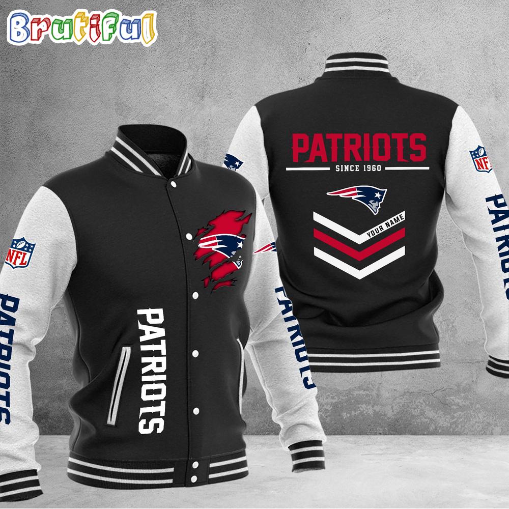 NFL New England Patriots Football Team Personalized Varsity Baseball Jacket