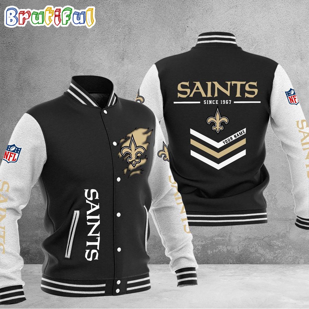 NFL New OrleansSaints Football Team Personalized Varsity Baseball Jacket