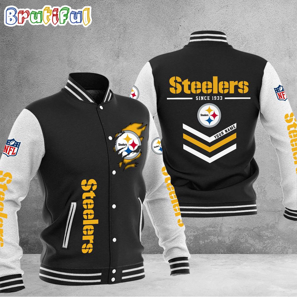 NFL Pittsburgh Steelers Football Team Personalized Varsity Baseball Jacket