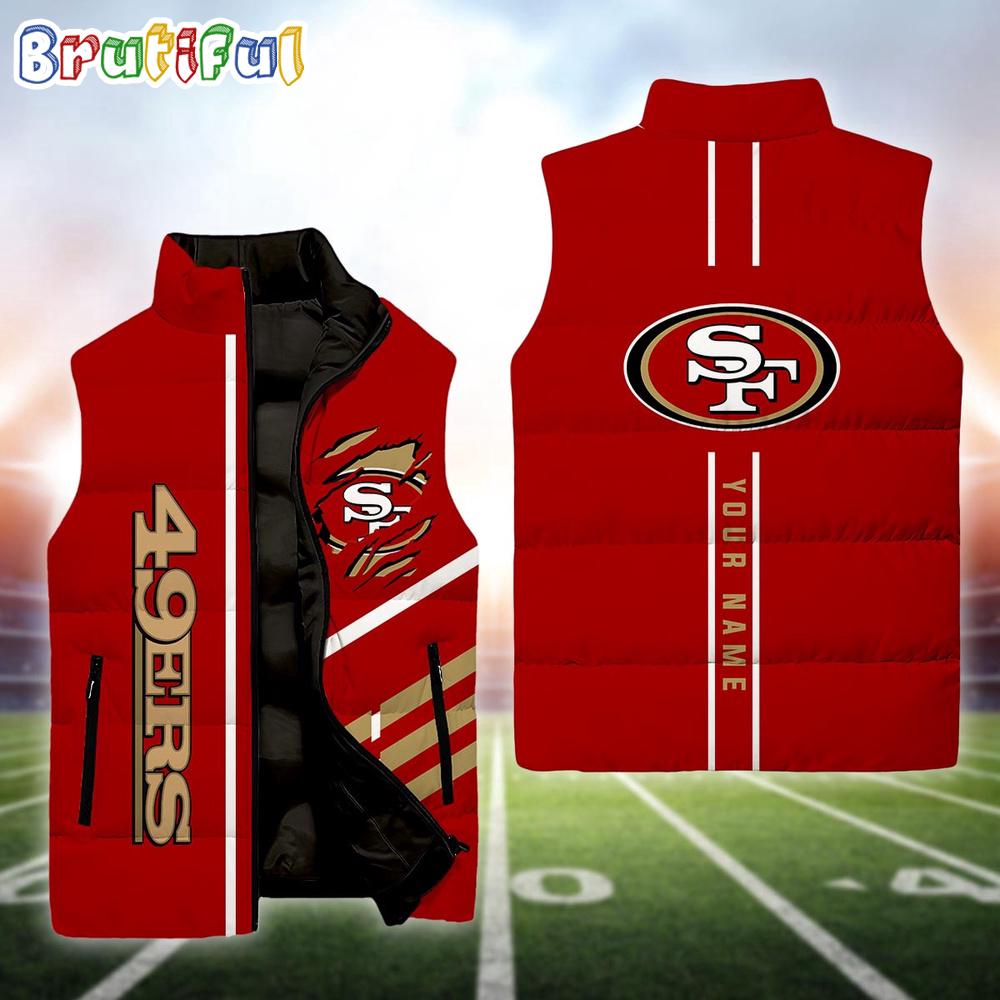 NFL San Francisco 49ers Football New Season Personalized Sleeveless Down Puffer Jacket