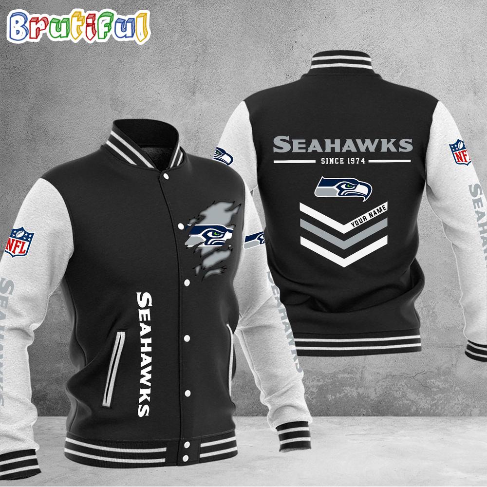 NFL Seattle Seahawks Football Team Personalized Varsity Baseball Jacket