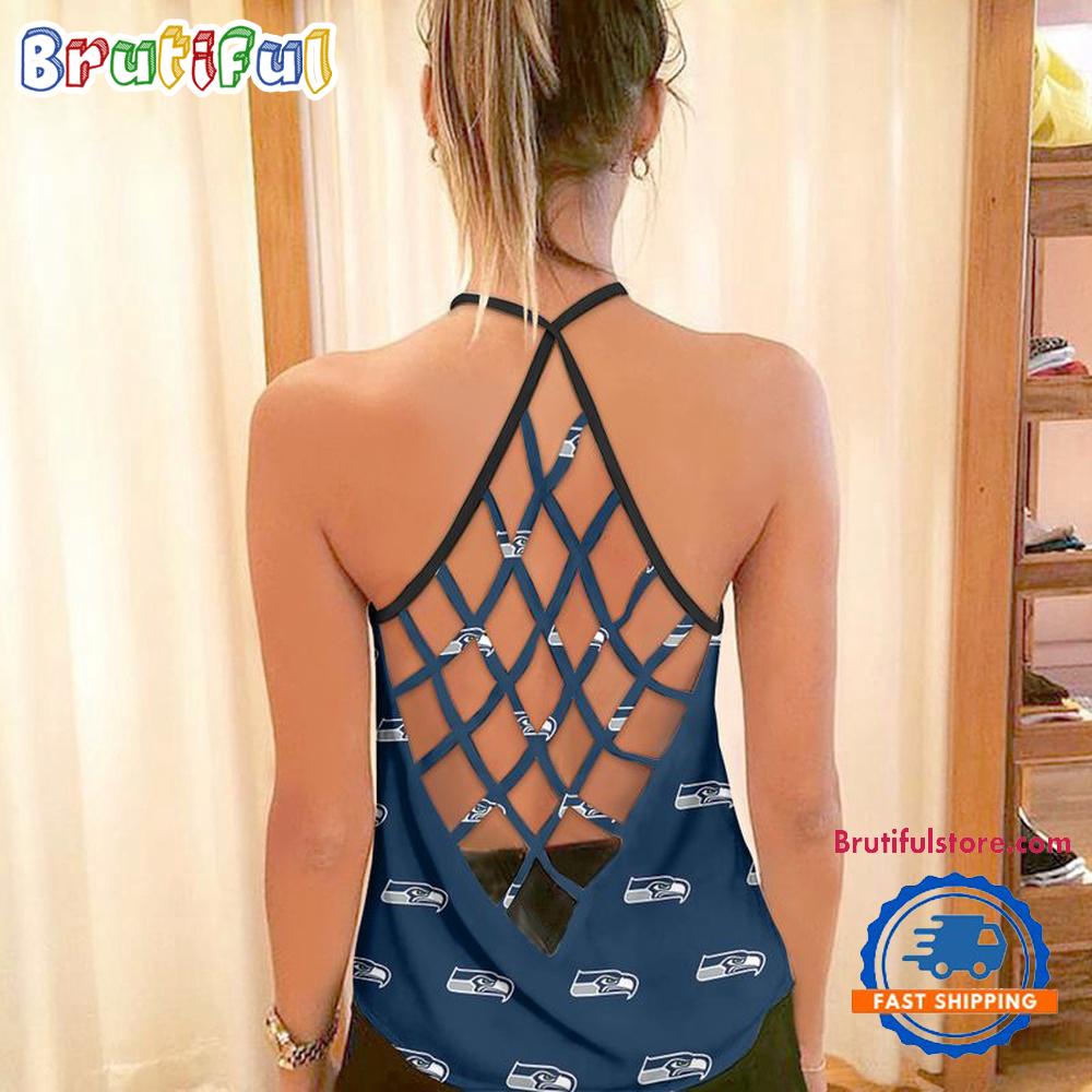NFL Seattle Seahawks USA Independence Day Women's Criss Cross Tank Top