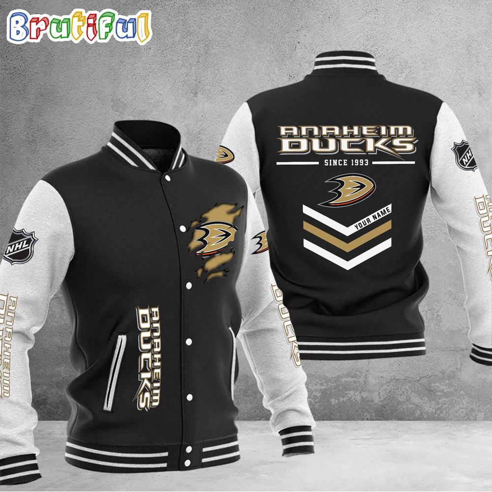 NHL Anaheim Ducks Hockey Team Personalized Varsity Baseball Jacket