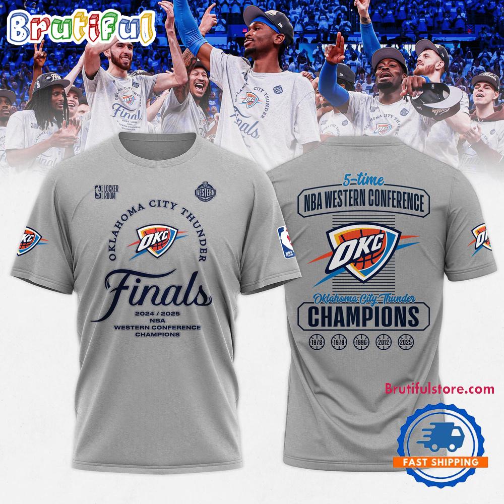 Oklahoma City Thunder 2025 Western Conference Champions Locker Room 3D Shirt