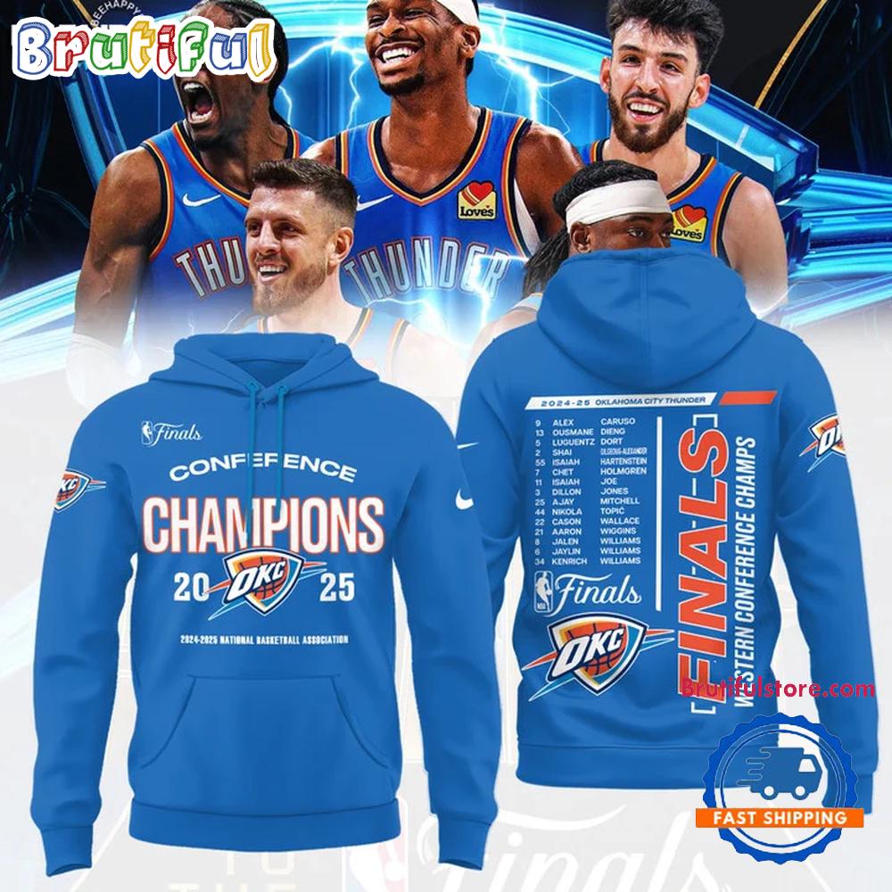 Oklahoma City Thunder 2025 Western Conference Champions Locker Room Limited 3D Hoodie