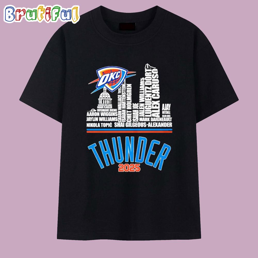 Oklahoma City Thunder Players Name City 2025 T Shirt