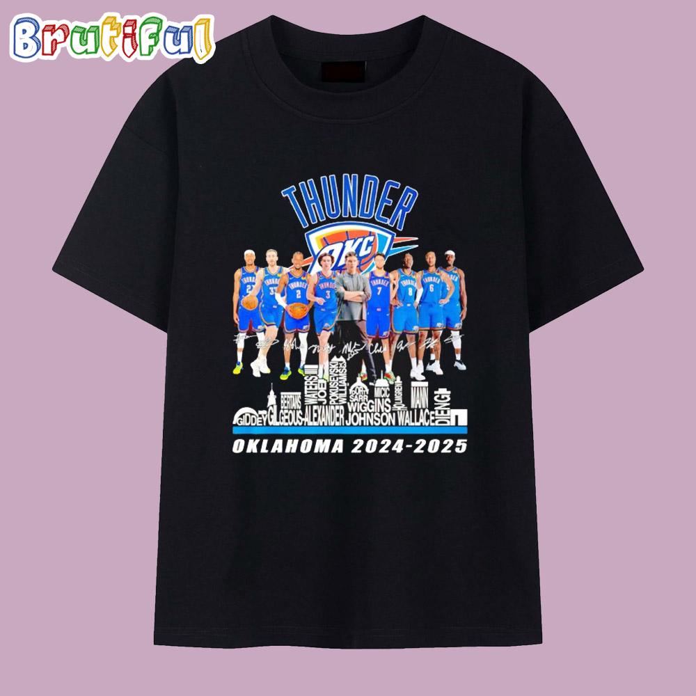 Oklahoma City Thunders 2024 2025 City Names Players Signatures T Shirt