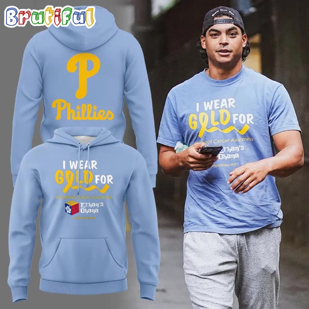 Philadelphia Phillies I Wear Gold For Childhood Cancer Hoodie Shirt