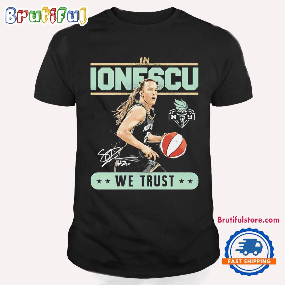 Sabrina Ionescu New York Liberty We Trust Signature T Shirt