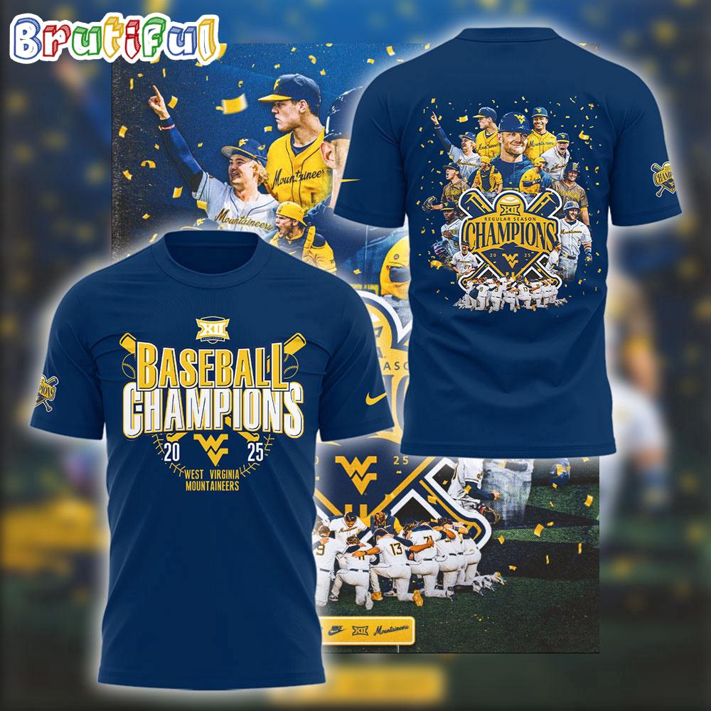 West Virginia Mountaineers 2025 Baseball Big 12 Champions T Shirt