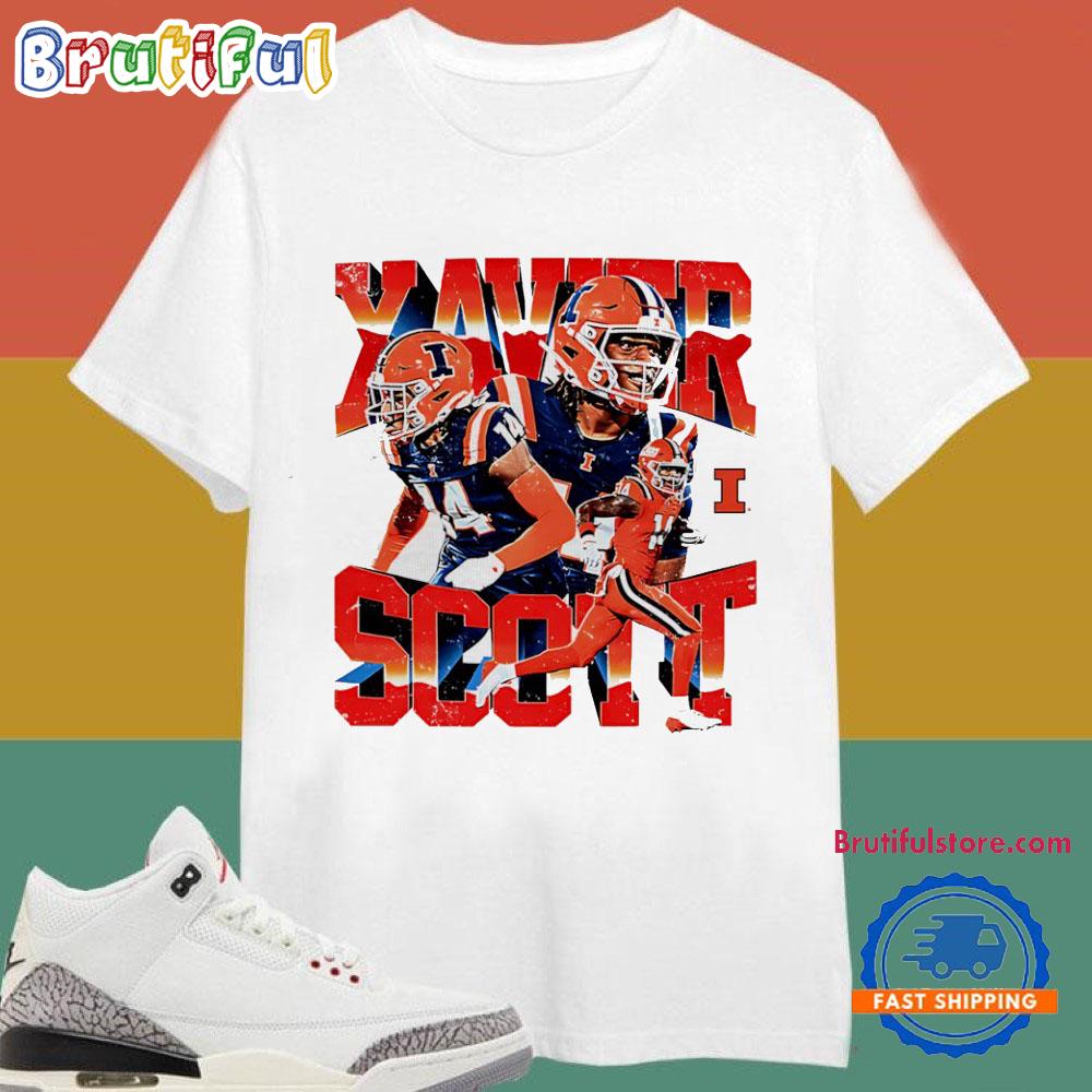 Xavier Scott Illinois Fighting Illini Player Collage T Shirt