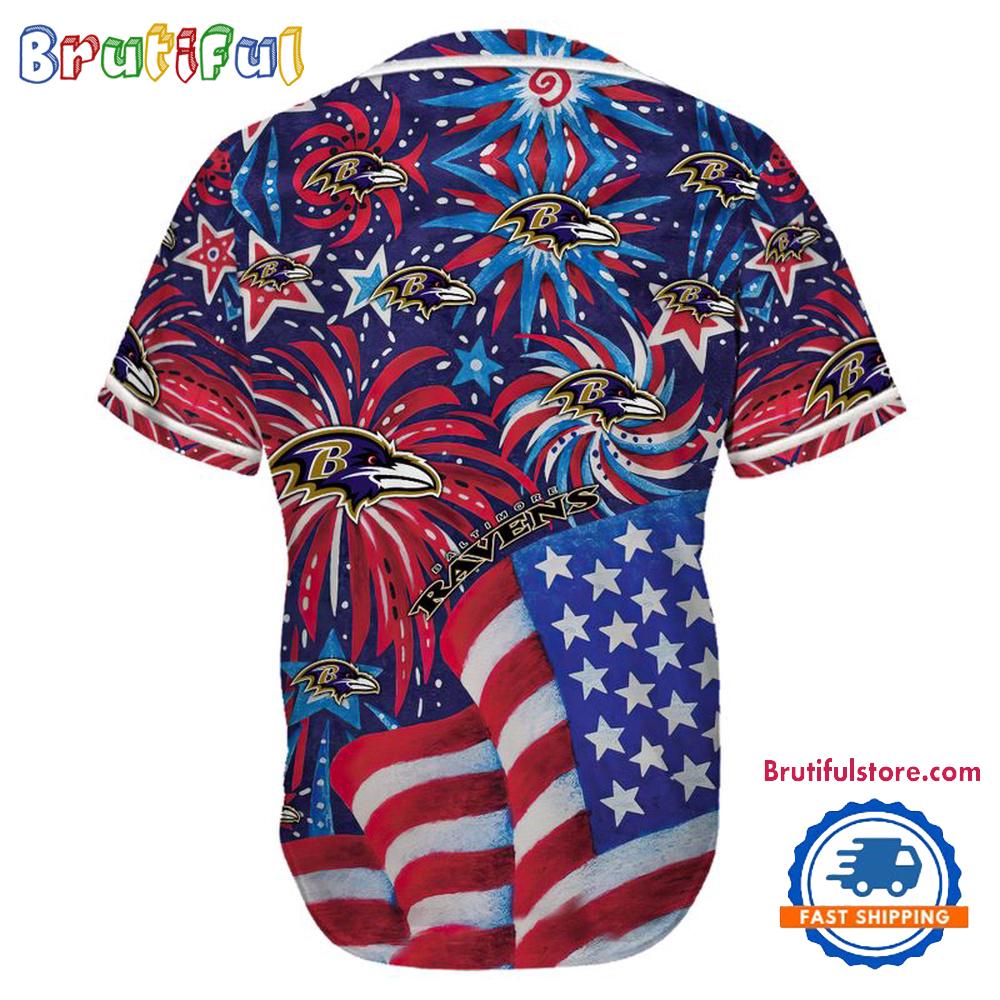Baltimore Ravens USA Flag Independence Day Baseball Jersey, Sport Team 4th of July Jersey
