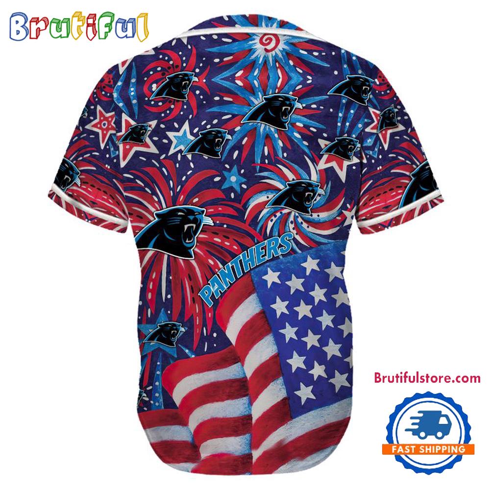 Carolina Panthers USA Flag Independence Day Baseball Jersey, Sport Team 4th of July Jersey