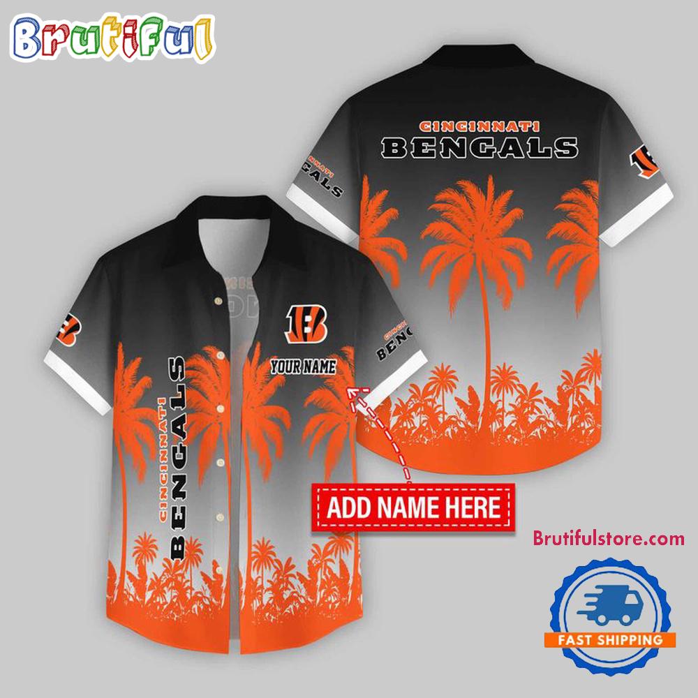 Cincinnati Bengals Flower Palm Tree Summer Button Hawaii Shirt