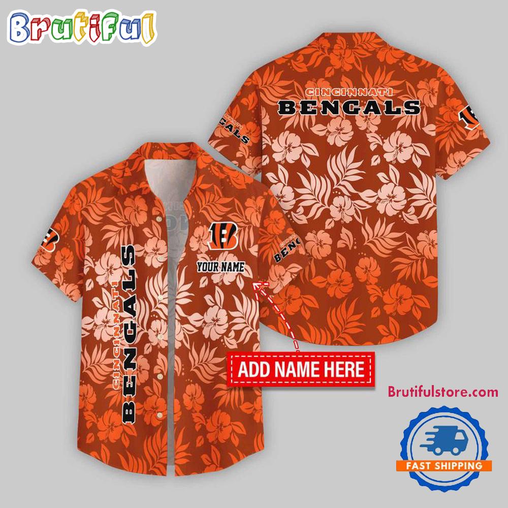 Cincinnati Bengals Night Flower Pattern Personalized Name Hawaii Shirt