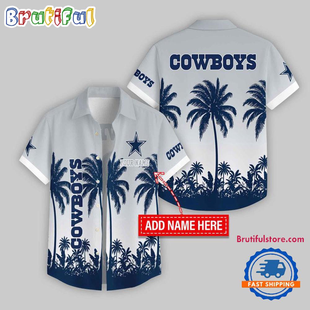 Dallas Cowboys Flower Palm Tree Summer Button Hawaii Shirt