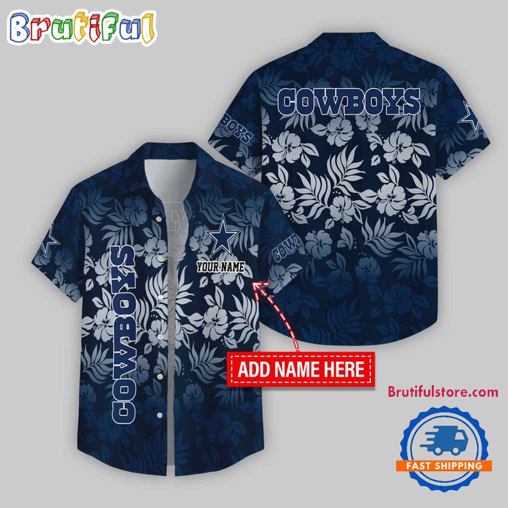 Dallas Cowboys Night Flower Pattern Personalized Name Hawaii Shirt