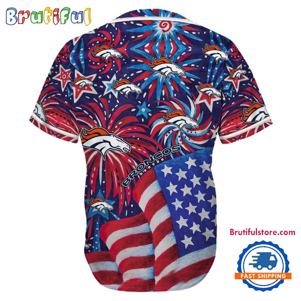 Denver Broncos USA Flag Independence Day Baseball Jersey, Sport Team 4th of July Jersey