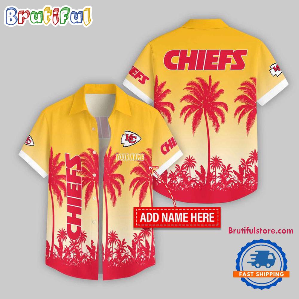 Kansas City Chiefs Flower Palm Tree Summer Button Hawaii Shirt