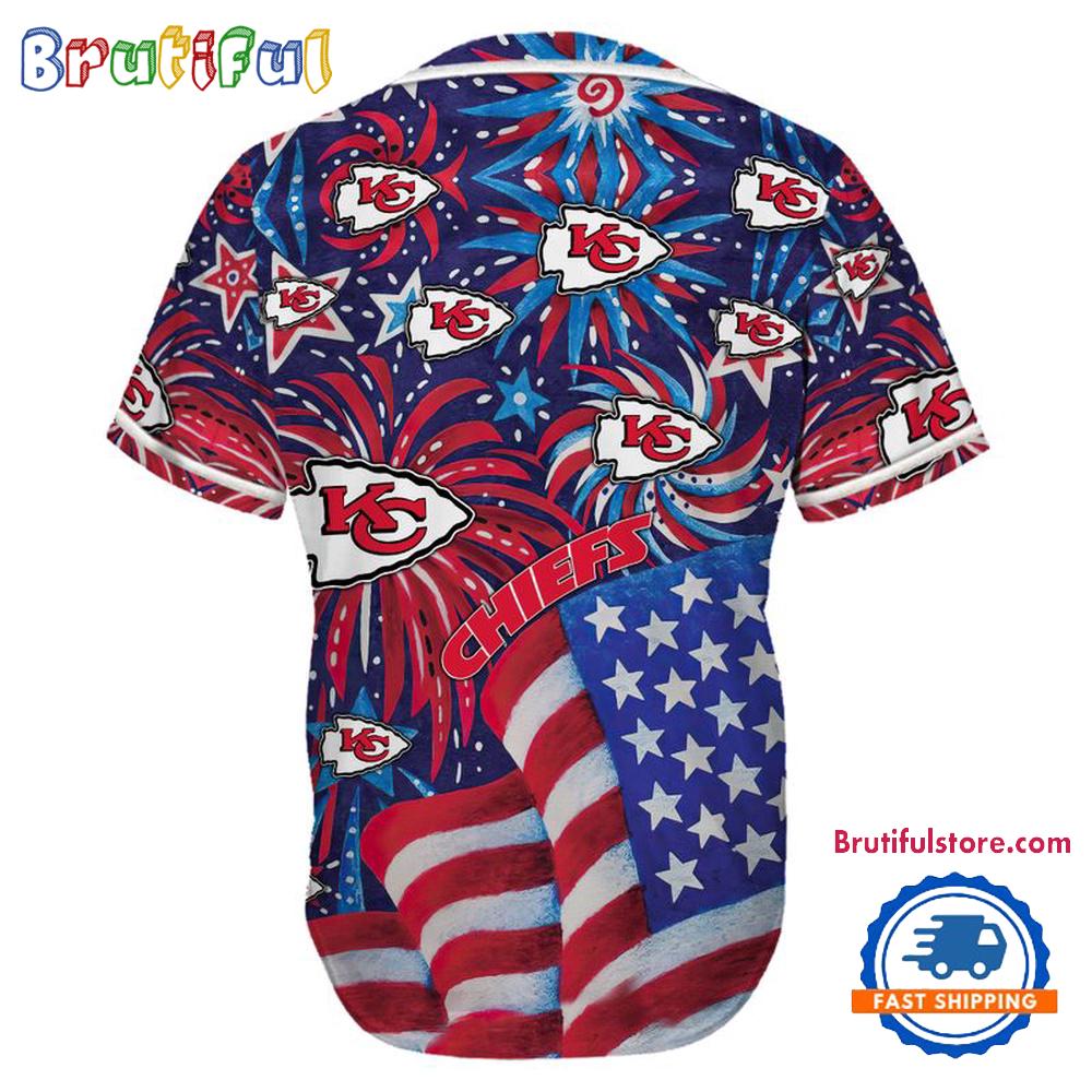 Kansas City Chiefs USA Flag Independence Day Baseball Jersey, Sport Team 4th of July Jersey