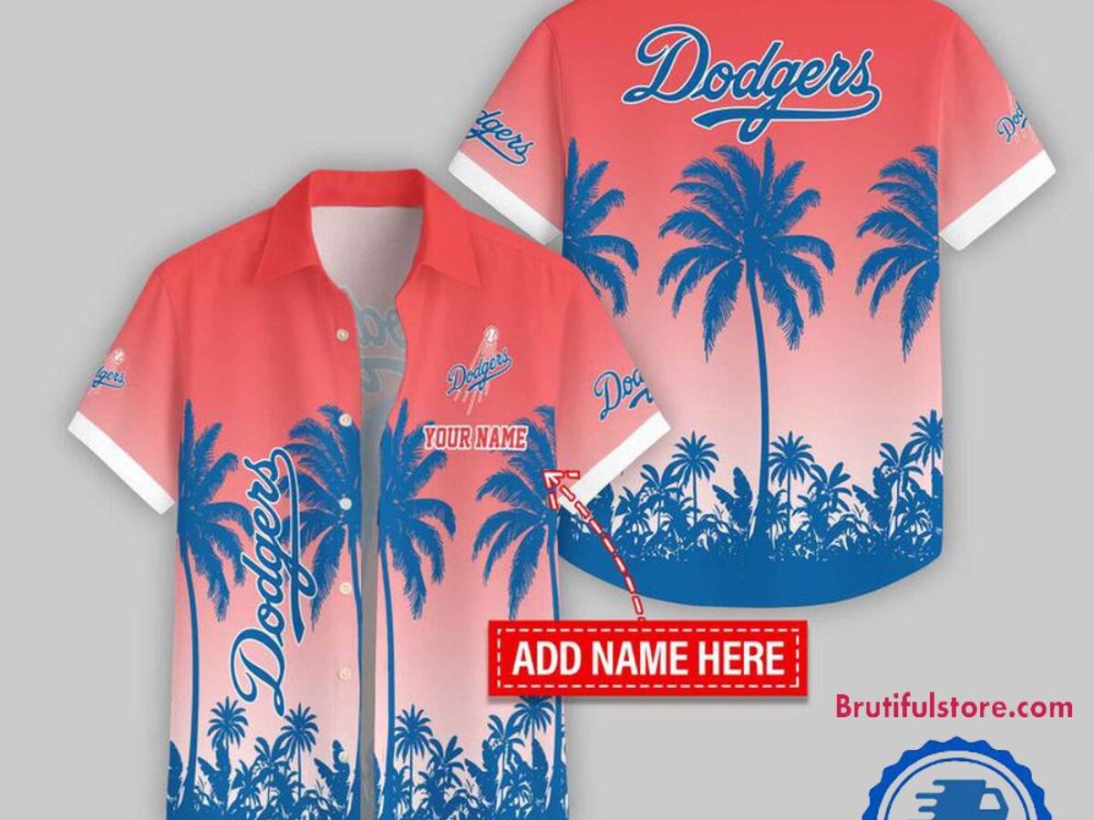Los Angeles Dodgers Flower Palm Tree Summer Button Hawaii Shirt
