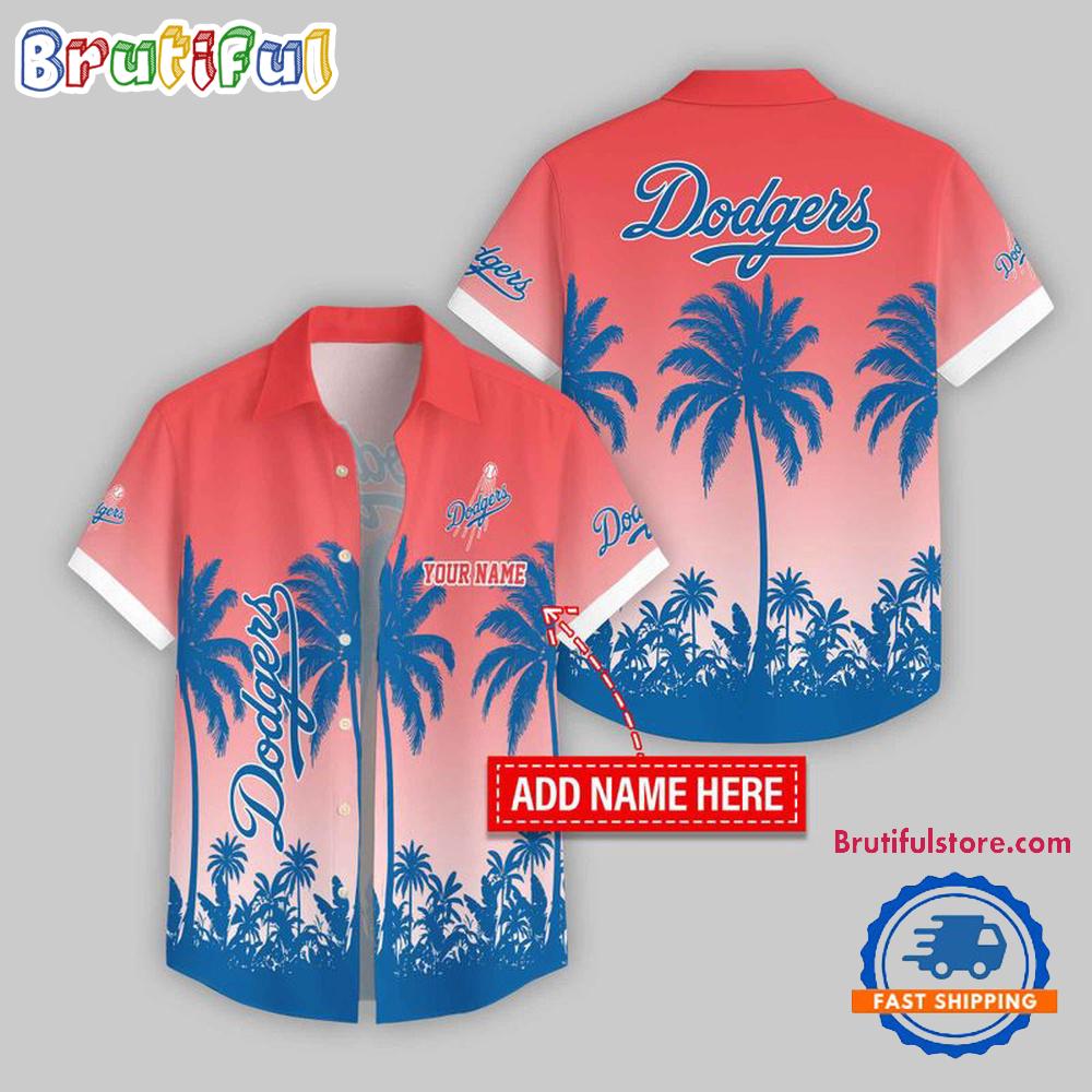 Los Angeles Dodgers Flower Palm Tree Summer Button Hawaii Shirt