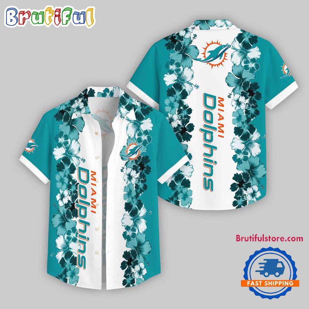 Miami Dolphins Flower Pattern Summer Beach Aloha Hawaii Shirt