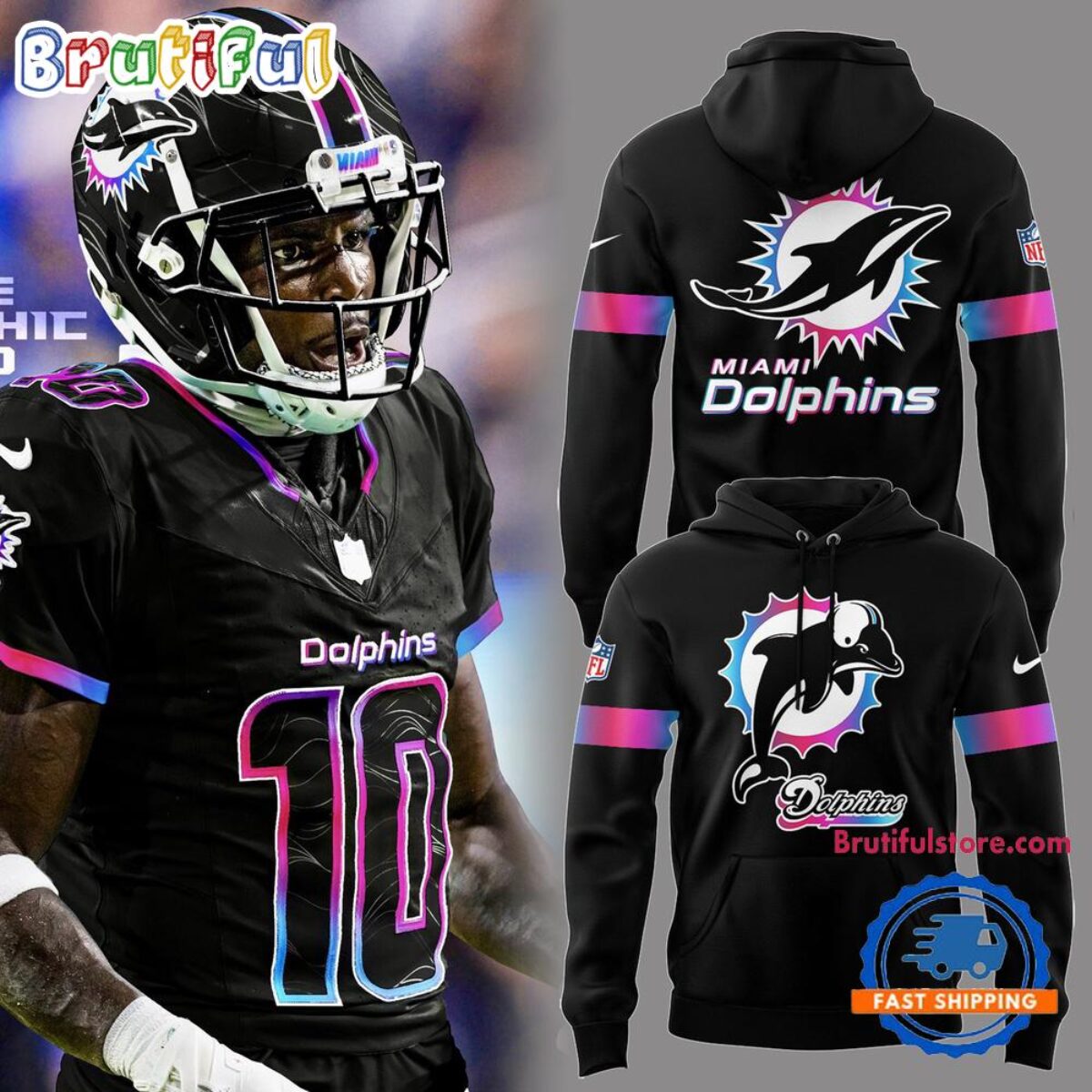 Miami Dolphins Football Vice City Black Hoodie