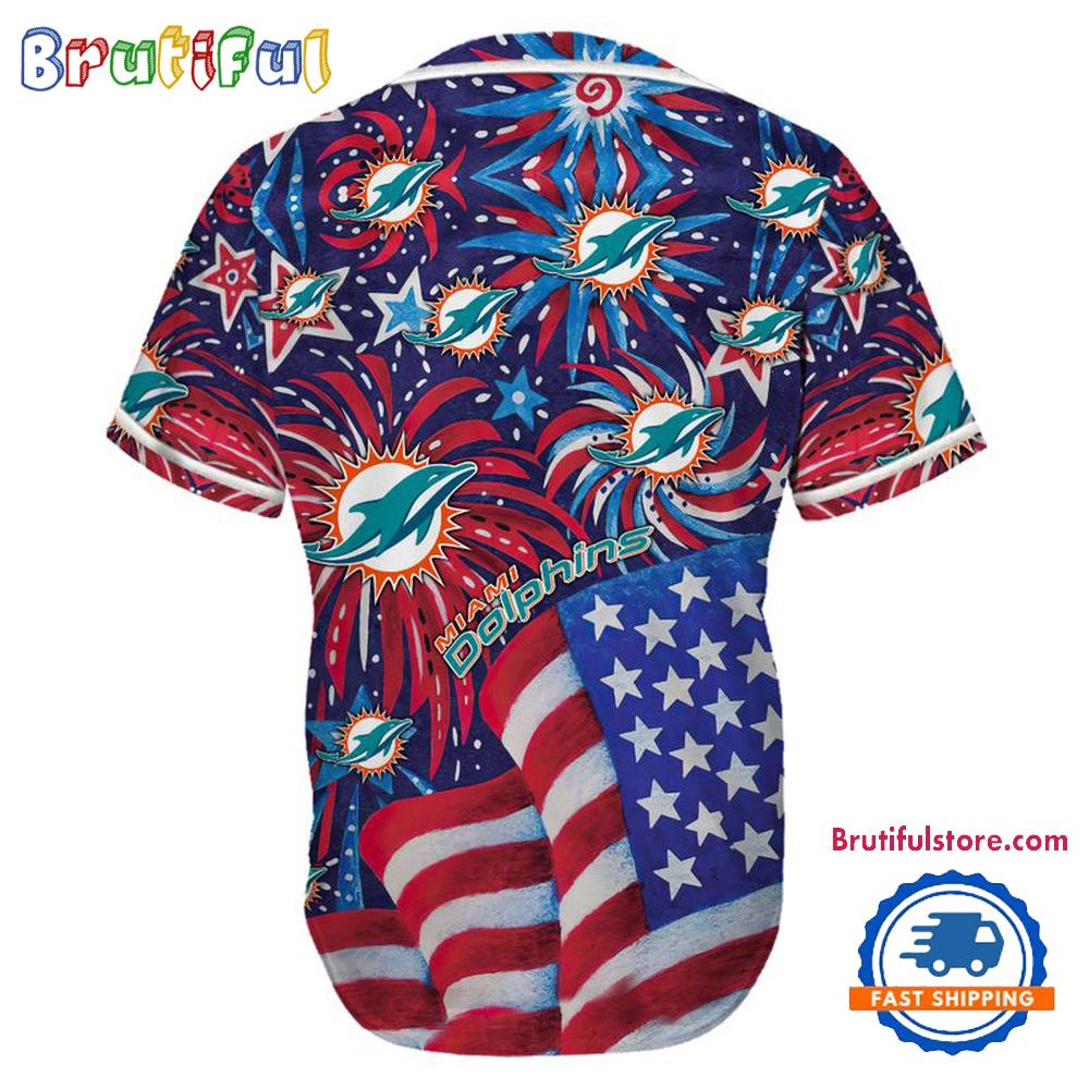 Miami Dolphins USA Flag Independence Day Baseball Jersey, Sport Team 4th of July Jersey