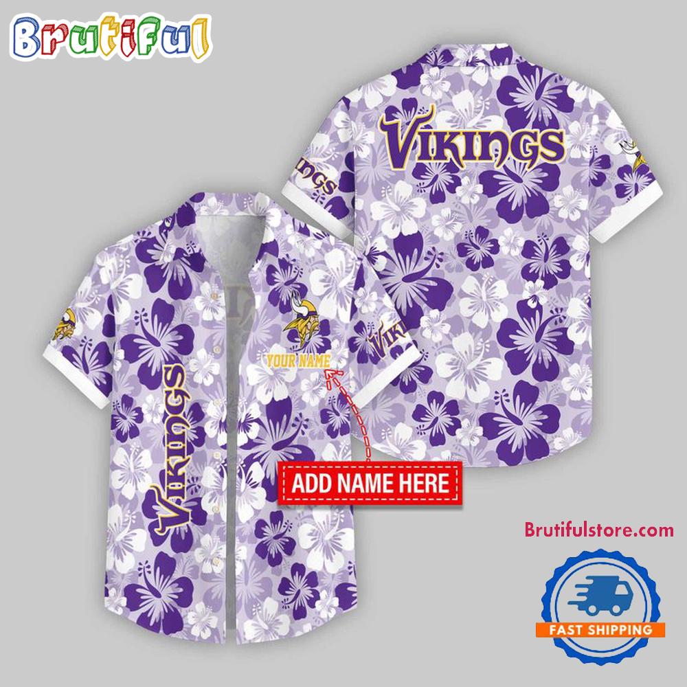 Minnesota Vikings Flower Palm Tree Aloha Hawaii Shirt