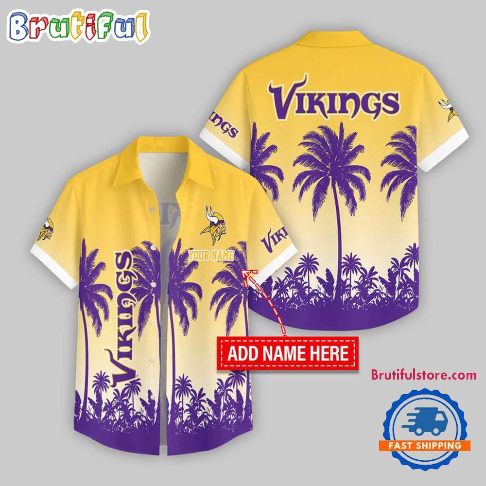 Minnesota Vikings Flower Palm Tree Summer Button Hawaii Shirt