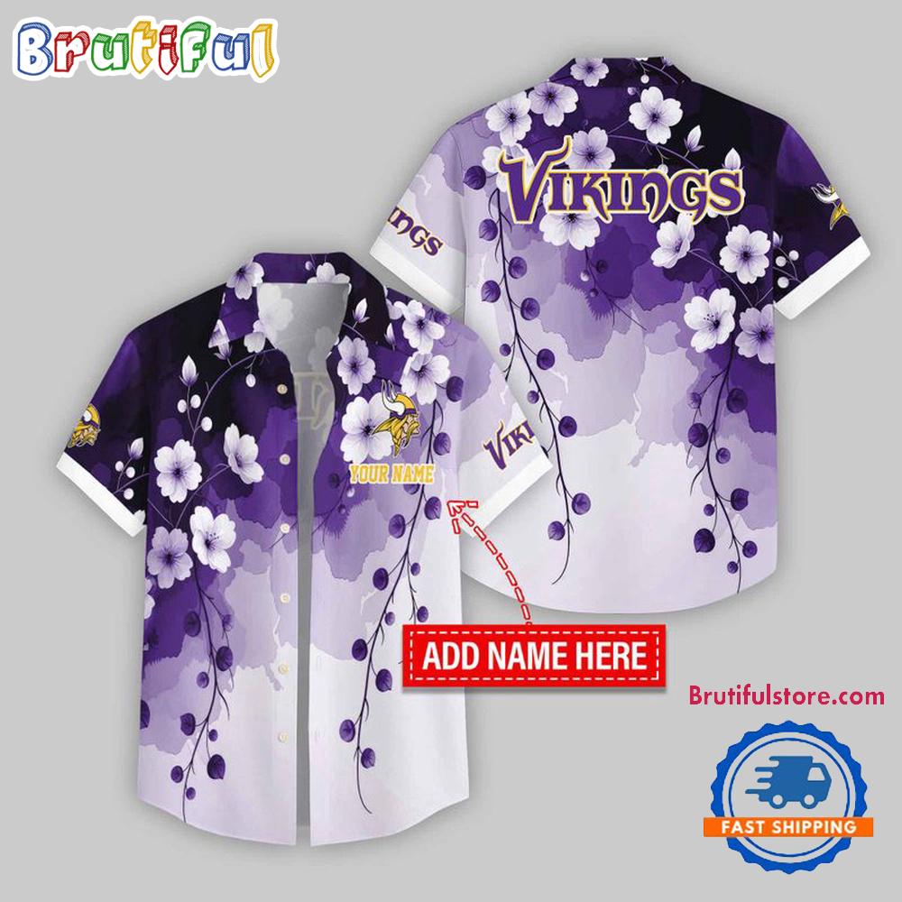 Minnesota Vikings Flower Pattern Trendy Summer Button Hawaii Shirt