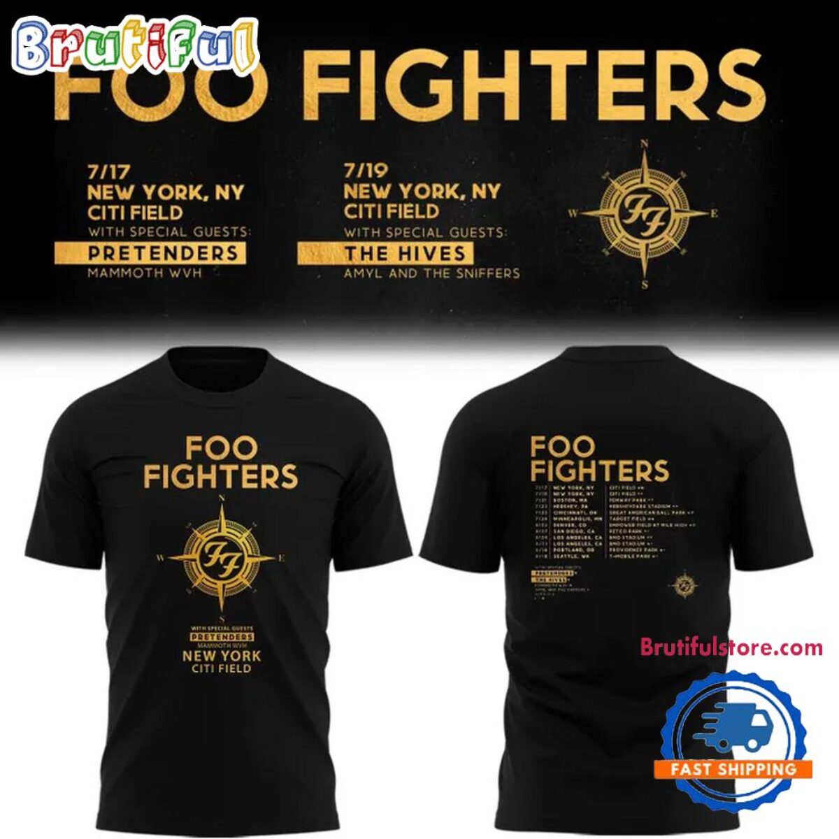 New York Mets x Foo Fighters New York Citi Field 2025 T Shirt