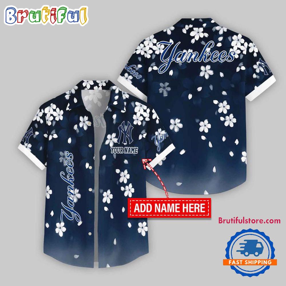 New York Yankees Five-petaled Flower Pattern Hawaii Shirt