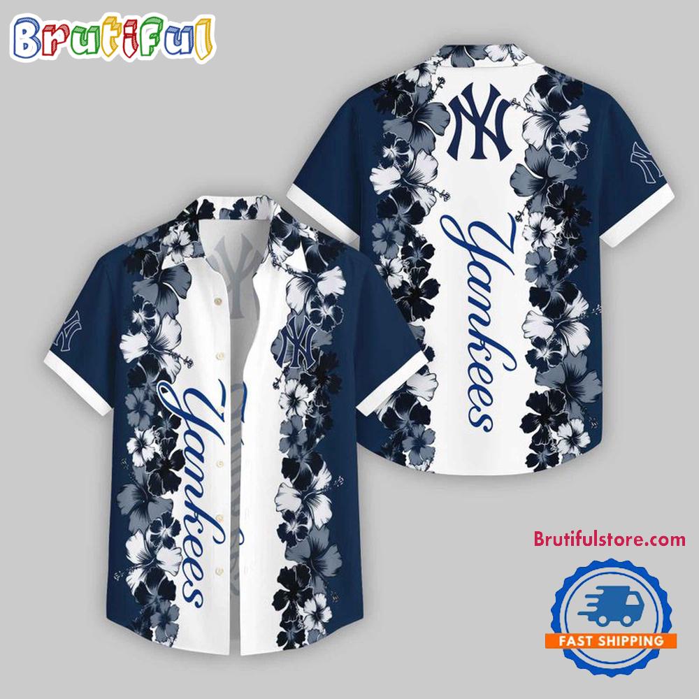 New York Yankees Flower Pattern Summer Beach Aloha Hawaii Shirt
