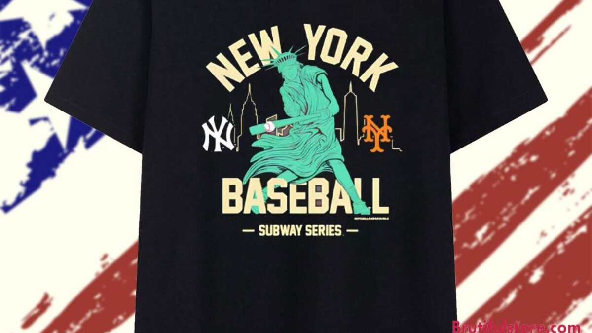 New York Yankees vs New York Mets Subway Series Swinging Liberty T