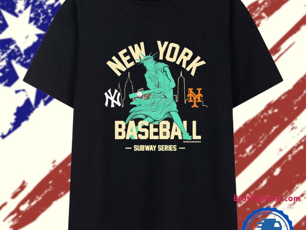 New York Yankees vs New York Mets Subway Series Swinging Liberty T