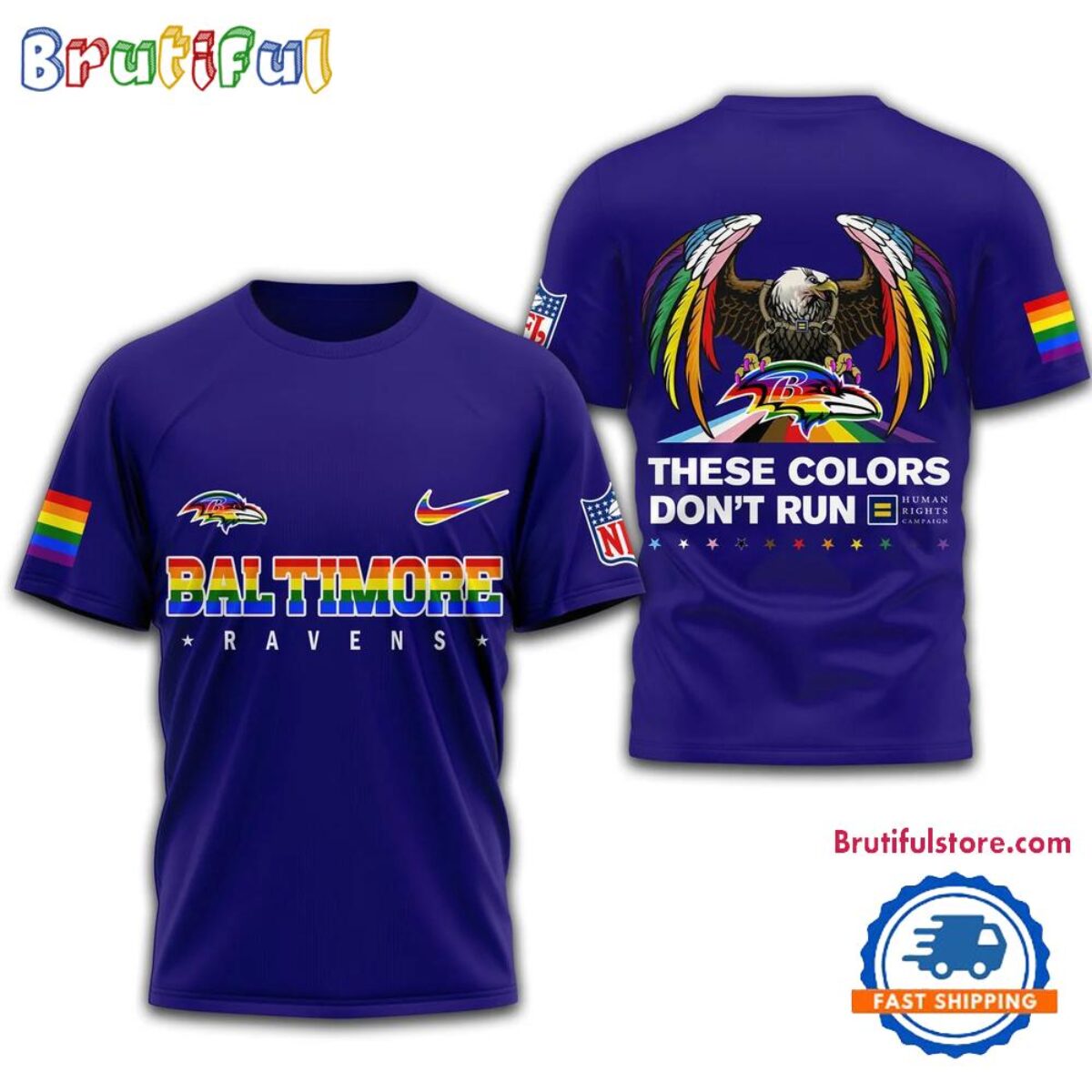 NFL Baltimore Ravens Football Human Rights Campaign LGBT 2025 3D Shirt