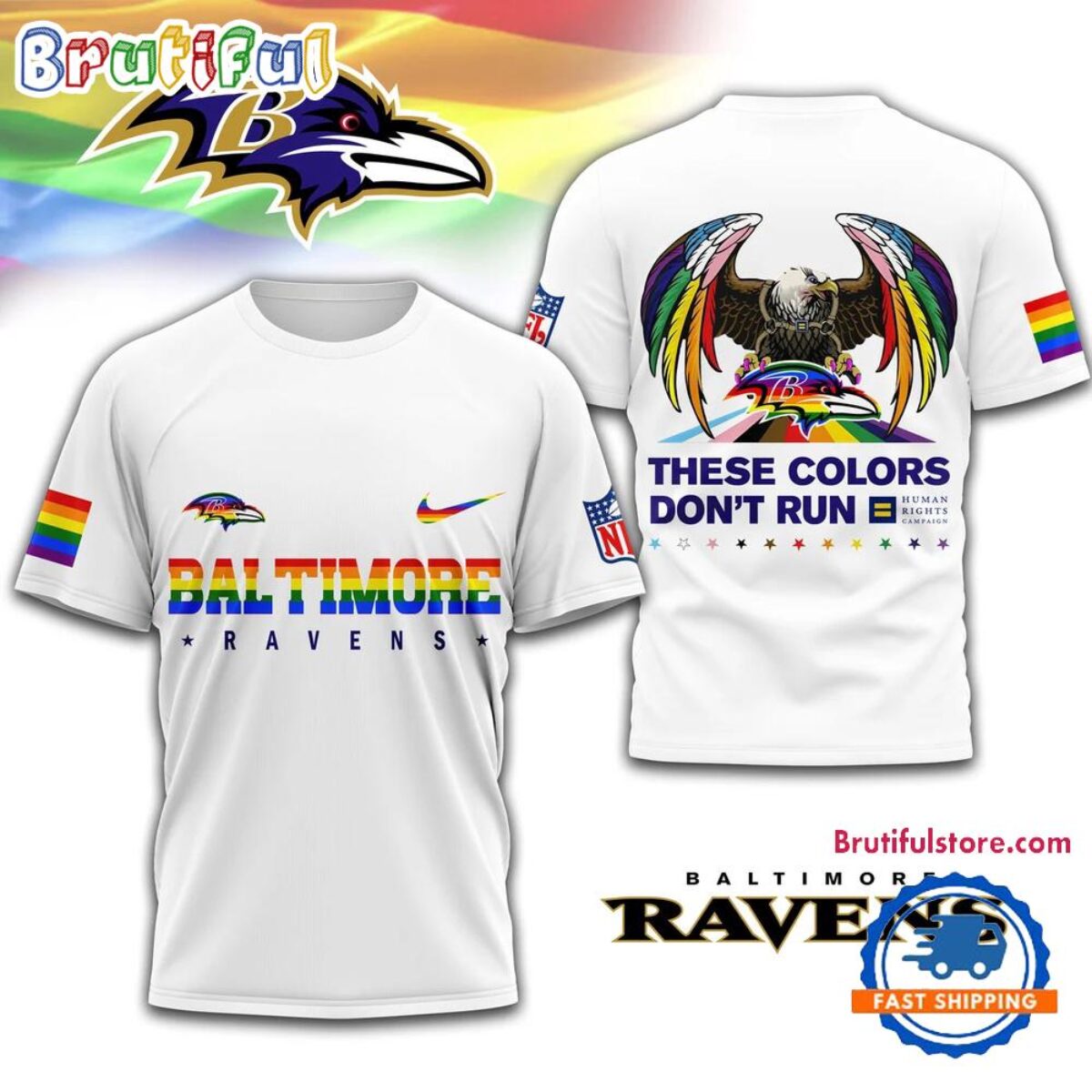 NFL Baltimore Ravens Human Rights Campaign LGBT Pride Month 3D T Shirt