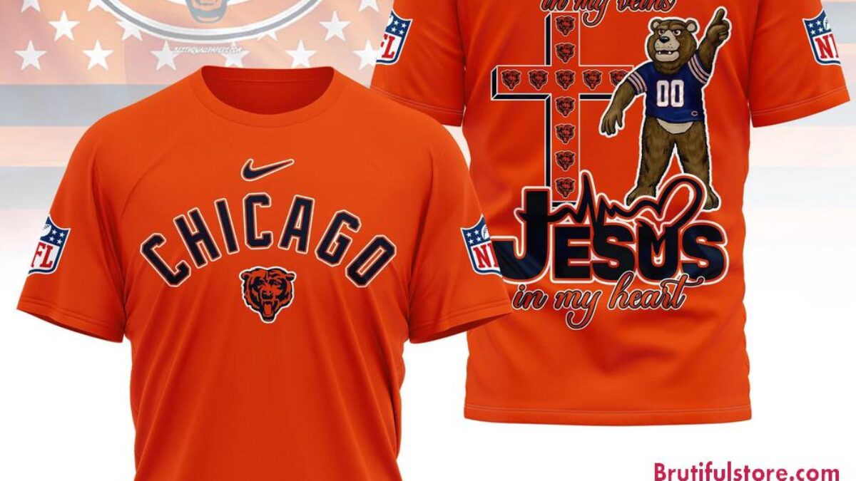 NFL Chicago Bears Jesus In My Veins In My Heart All Over Print Shirt