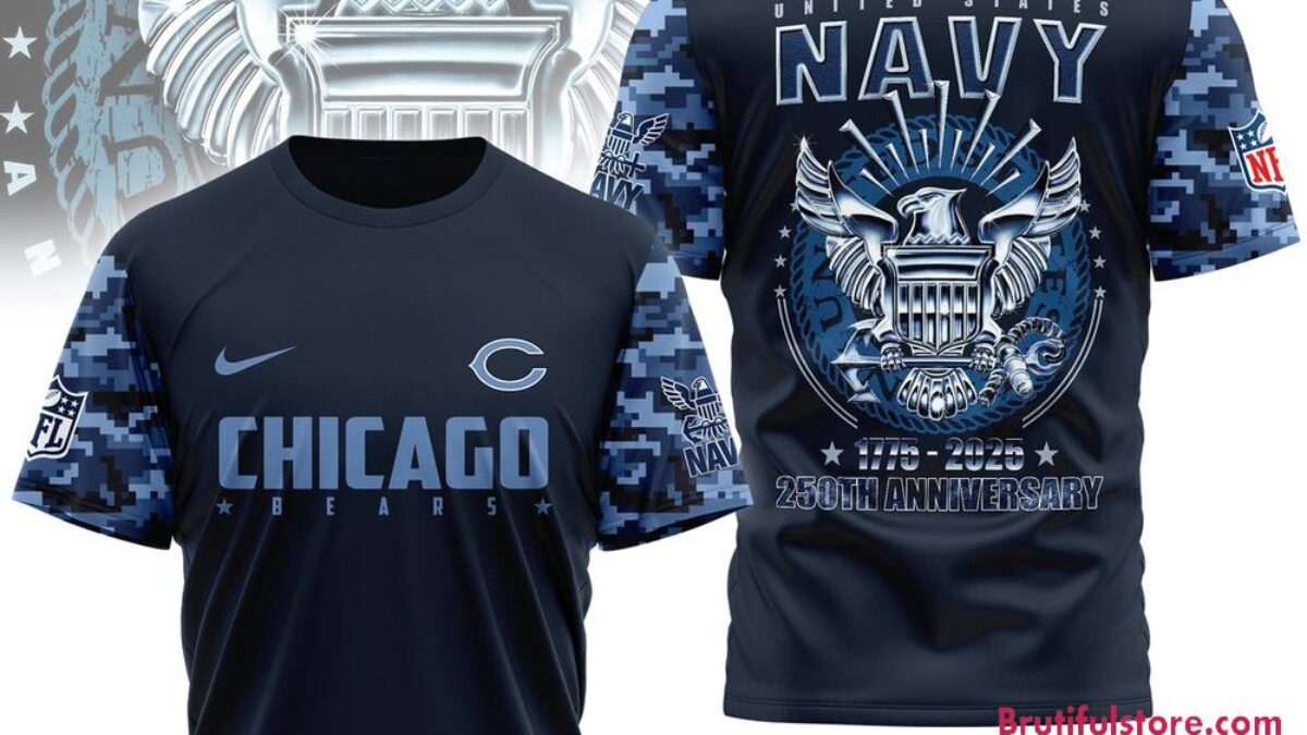 NFL Chicago Bears US Navy 250th Anniversary 1775-2025 3D Shirt