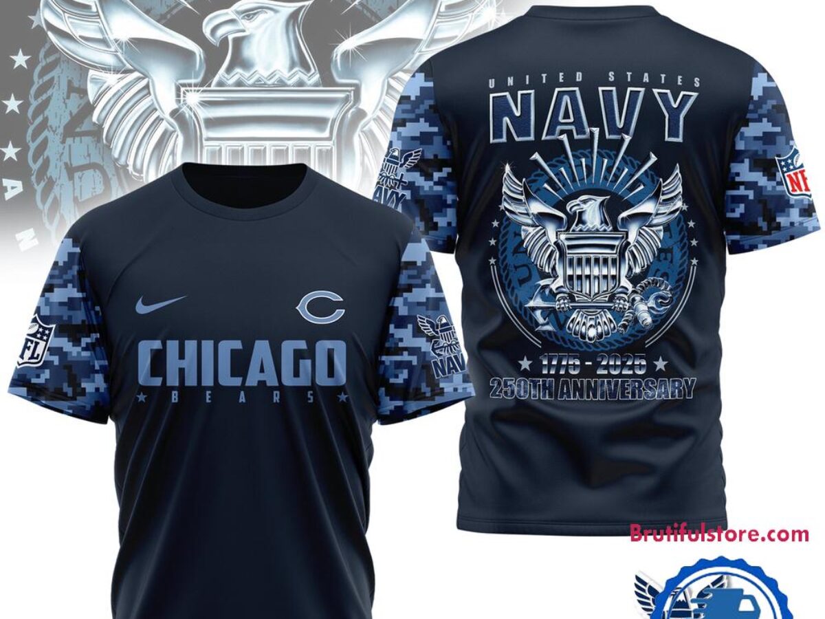 NFL Chicago Bears US Navy 250th Anniversary 1775-2025 3D Shirt