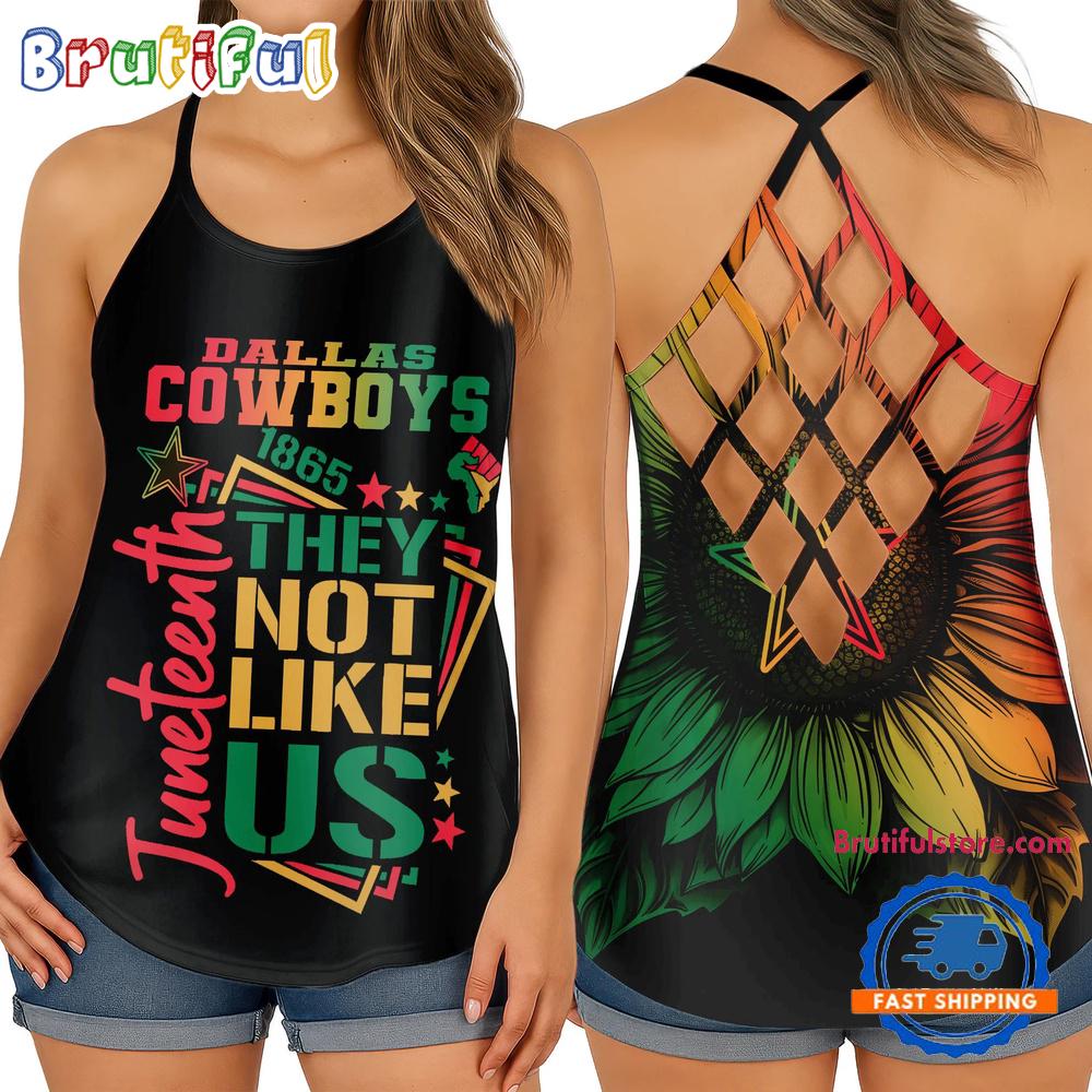 NFL Dallas Cowboys Juneteenth 1865 They Not Like US Women's Criss Cross Tank Top